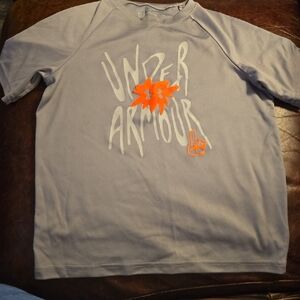 Under Armour Youth Small Gray T-Shirt with Orange Logo